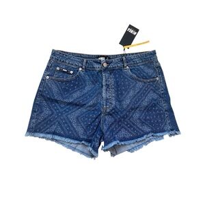 Blue Bandana Indigo Denim Shorts